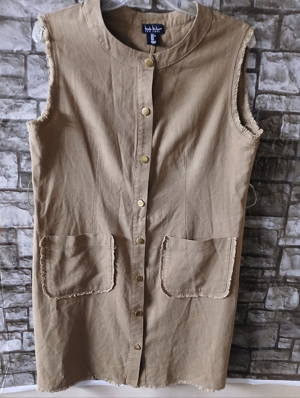 Nicole Miller Tan Sleeveless Midi Dress